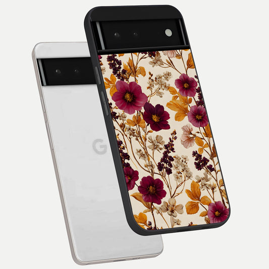  Autumn Wine Bloom phone case For Google Pixel 6 showing premium glass back cover with detailed artwork