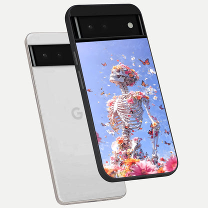  Bloom Beyond Bones phone case For Google Pixel 6 showing premium glass back cover with detailed artwork