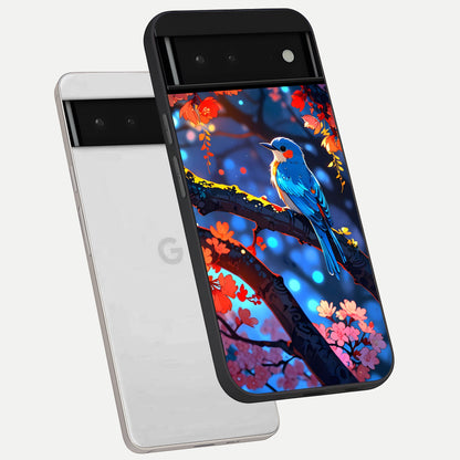  Blooming Water Drift phone case For Google Pixel 6 showing premium glass back cover with detailed artwork