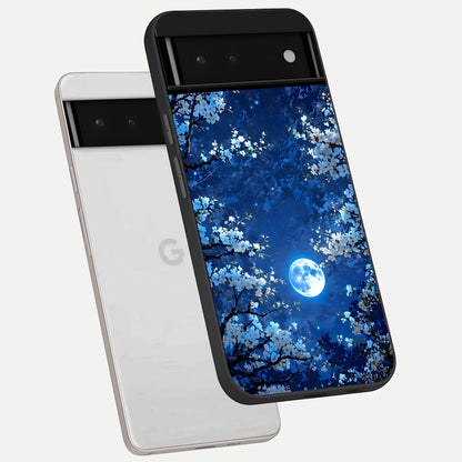  Blossom Moonlight Sky phone case For Google Pixel 6 showing premium glass back cover with detailed artwork