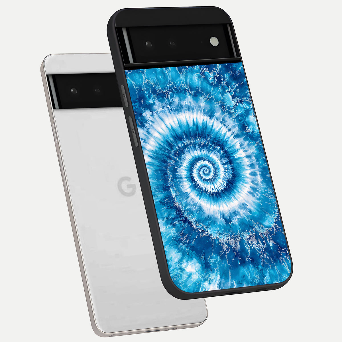  Blue Galaxy Wave phone case For Google Pixel 6 showing premium glass back cover with detailed artwork