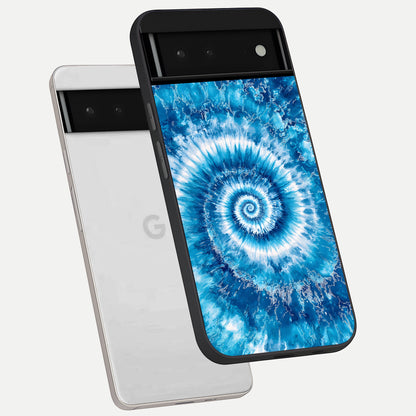  Blue Galaxy Wave phone case For Google Pixel 6 showing premium glass back cover with detailed artwork