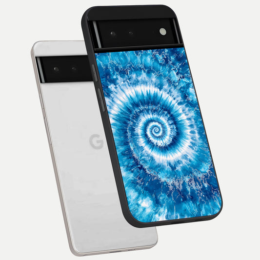  Blue Galaxy Wave phone case For Google Pixel 6 showing premium glass back cover with detailed artwork