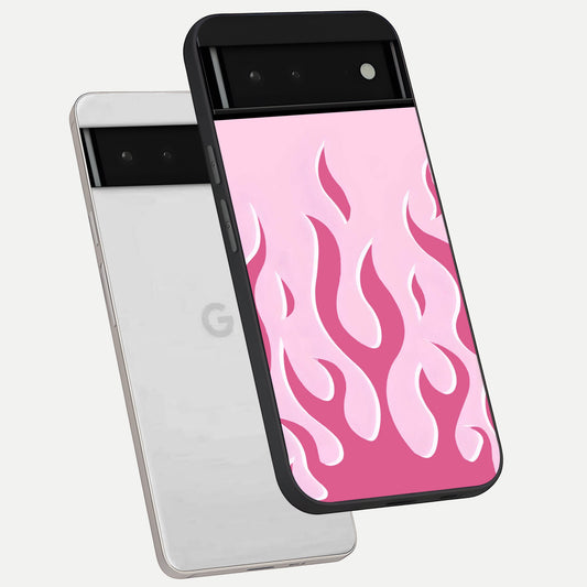  Blush Flame Energy phone case For Google Pixel 6 showing premium glass back cover with detailed artwork