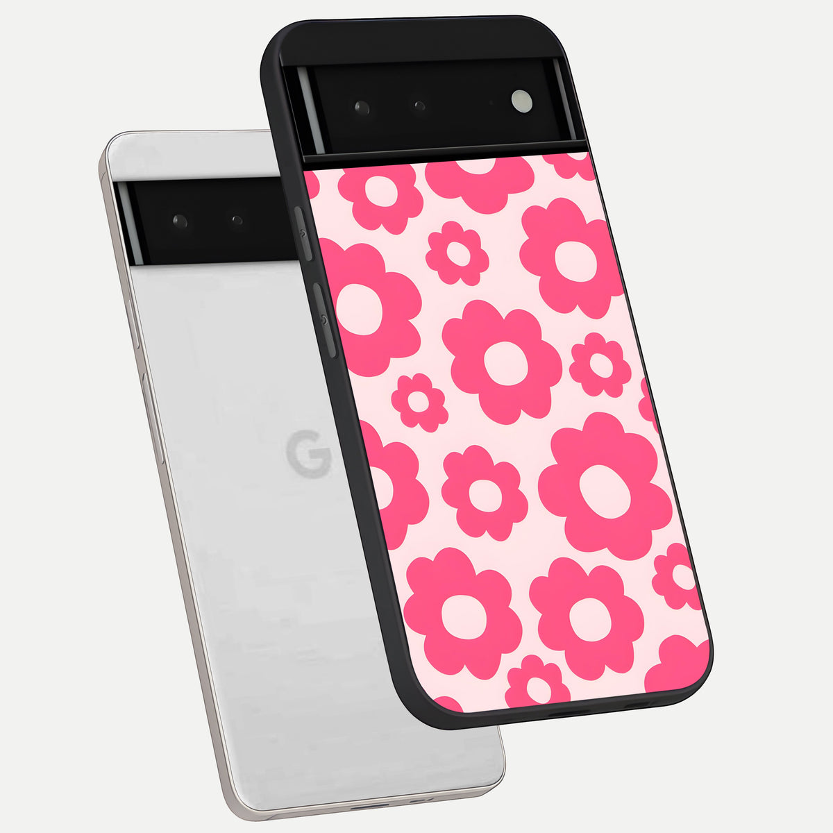  Blush Flower Pop phone case For Google Pixel 6 showing premium glass back cover with detailed artwork