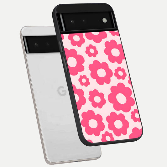  Blush Flower Pop phone case For Google Pixel 6 showing premium glass back cover with detailed artwork