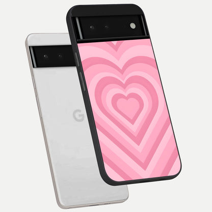  Blush Heart Waves phone case For Google Pixel 6 showing premium glass back cover with detailed artwork