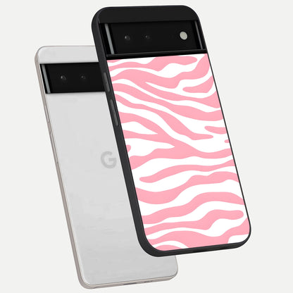  Blush Zebra Flow phone case For Google Pixel 6 showing premium glass back cover with detailed artwork