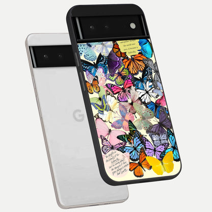  Butterflies Petal Dream phone case For Google Pixel 6 showing premium glass back cover with detailed artwork