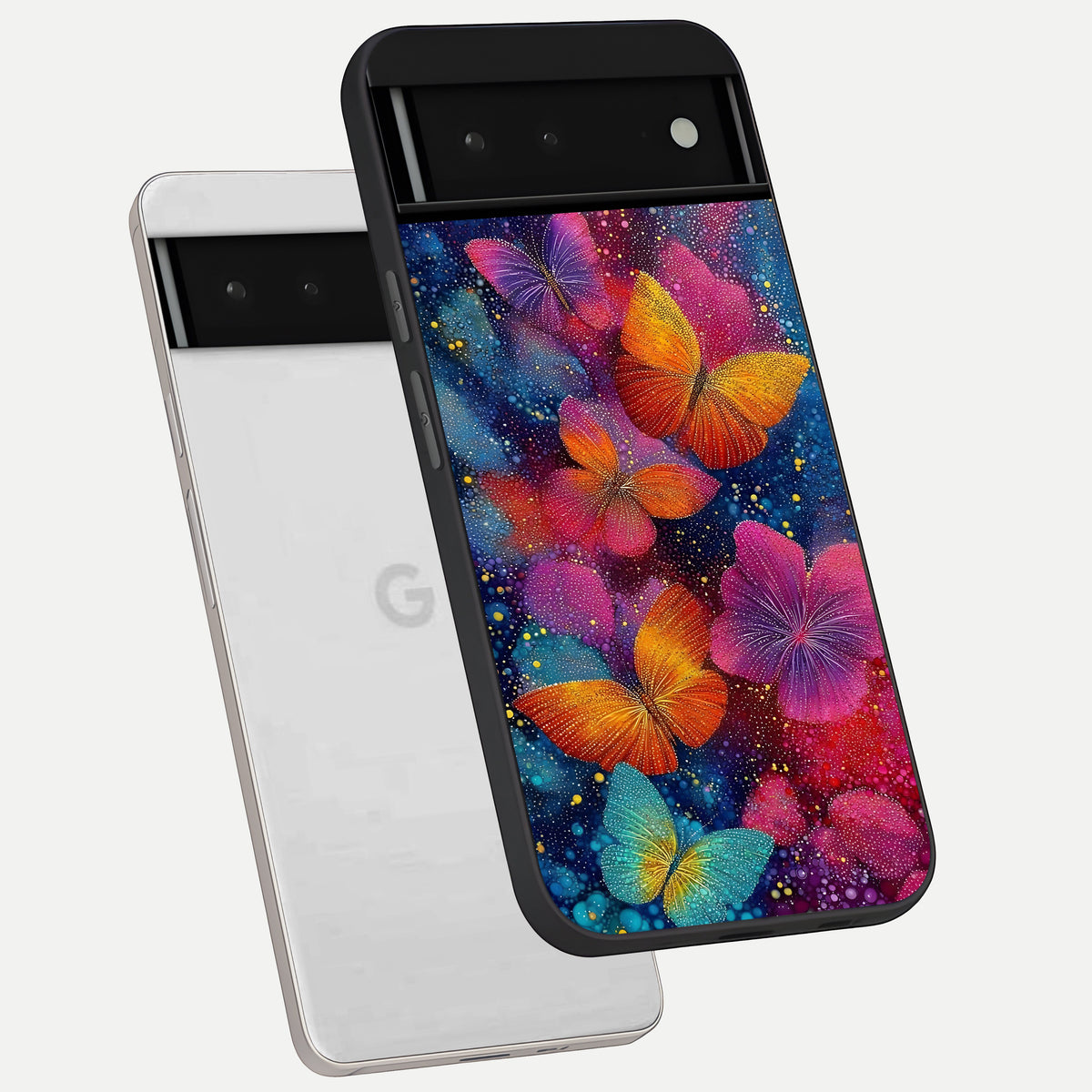 Butterfly Dream Mist phone case For Google Pixel 6 showing premium glass back cover with detailed artwork