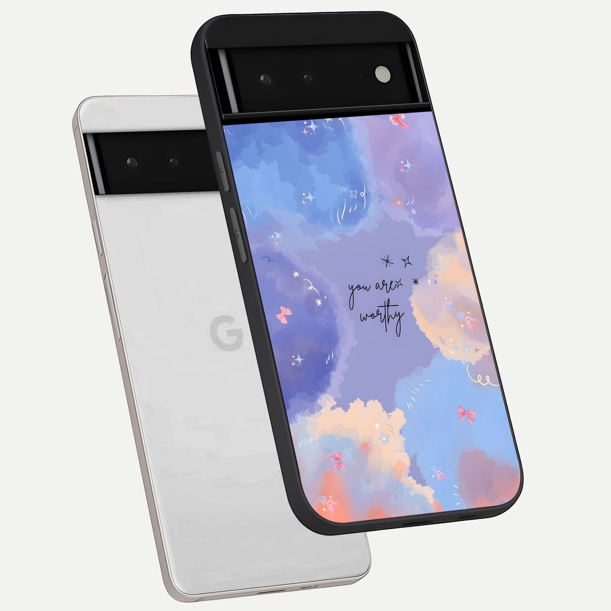  Celestial Cloud Magic phone case For Google Pixel 6 showing premium glass back cover with detailed artwork