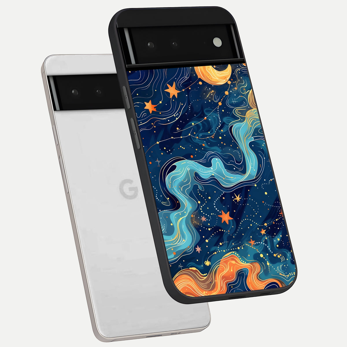  Celestial Dream Flow phone case For Google Pixel 6 showing premium glass back cover with detailed artwork