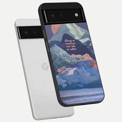  Celestial Mountain Calm phone case For Google Pixel 6 showing premium glass back cover with detailed artwork