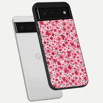  Cherry Blossom Charm phone case For Google Pixel 6 showing premium glass back cover with detailed artwork