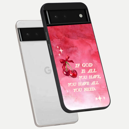 Cherry Quote phone case For Google Pixel 6 showing premium glass back cover with detailed artwork