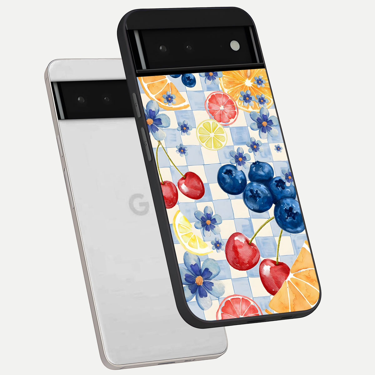  Citrus Bloom Joy phone case For Google Pixel 6 showing premium glass back cover with detailed artwork