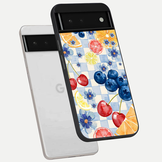  Citrus Bloom Joy phone case For Google Pixel 6 showing premium glass back cover with detailed artwork