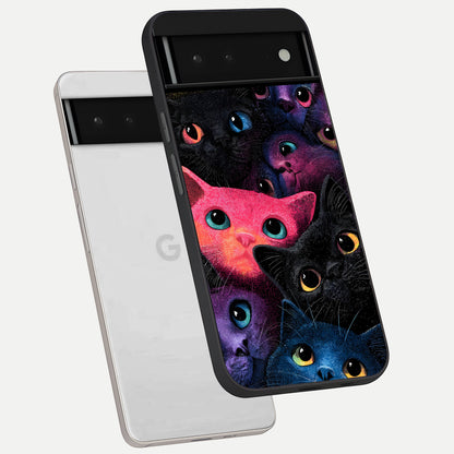  Cosmic Cats Dreams phone case For Google Pixel 6 showing premium glass back cover with detailed artwork
