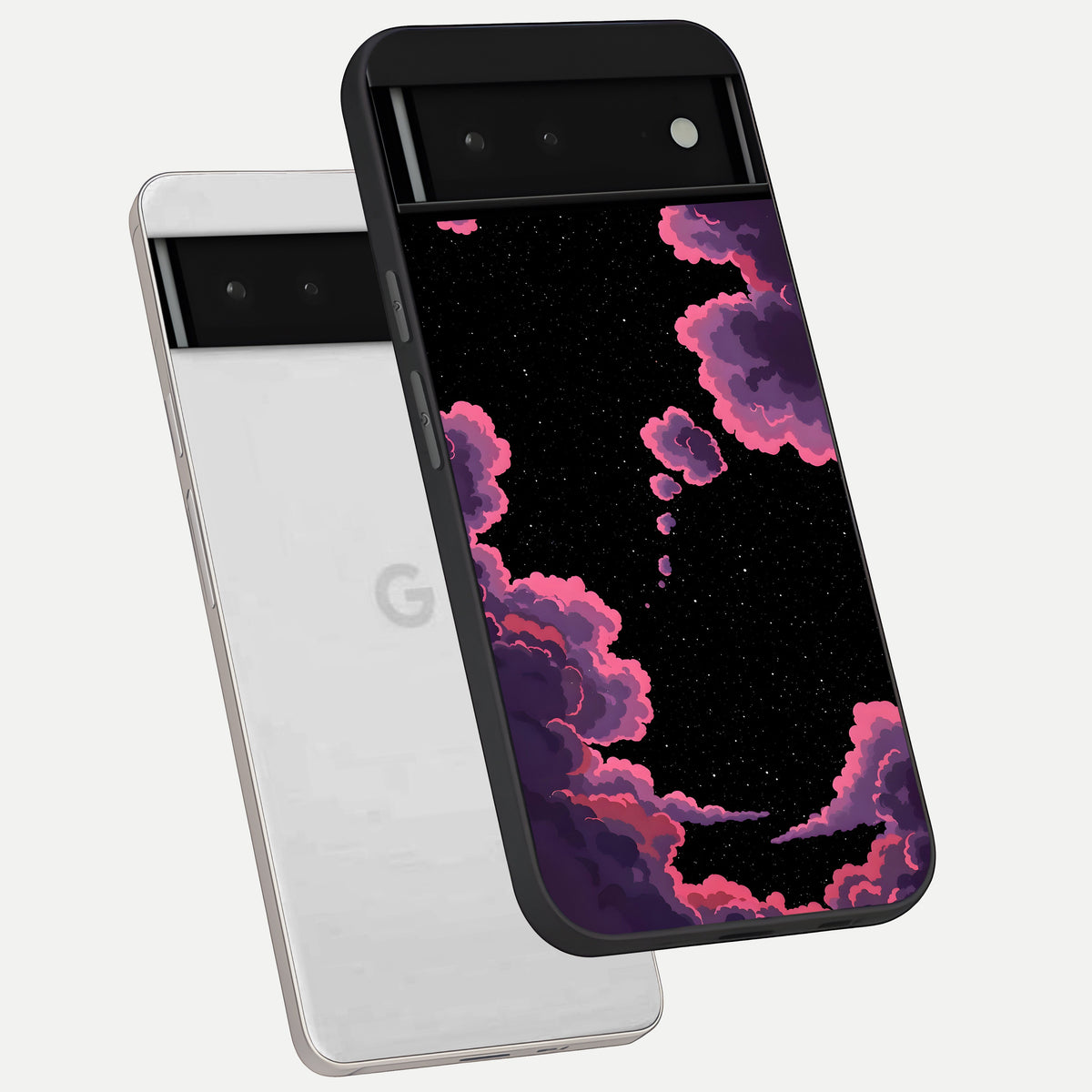  Cosmic Cloud Journey phone case For Google Pixel 6 showing premium glass back cover with detailed artwork