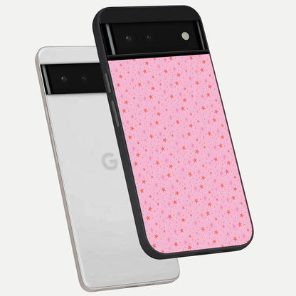  Cosmic Pink Sparkle phone case For Google Pixel 6 showing premium glass back cover with detailed artwork