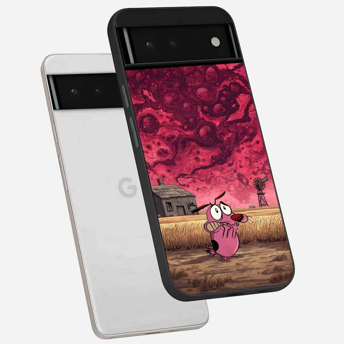  Courage Under Sky phone case For Google Pixel 6 showing premium glass back cover with detailed artwork