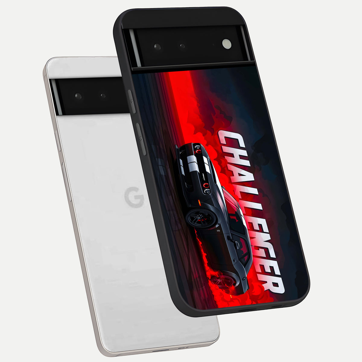  Crimson Challenger Fury phone case For Google Pixel 6 showing premium glass back cover with detailed artwork