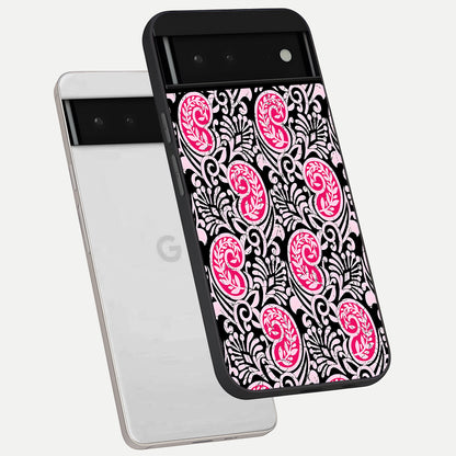  Crimson Paisley Charm phone case For Google Pixel 6 showing premium glass back cover with detailed artwork