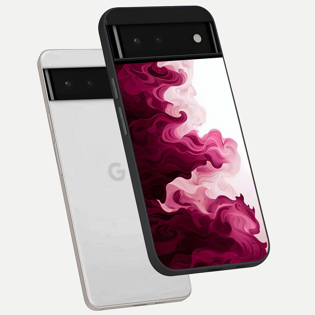  Crimson Wave Flow phone case For Google Pixel 6 showing premium glass back cover with detailed artwork