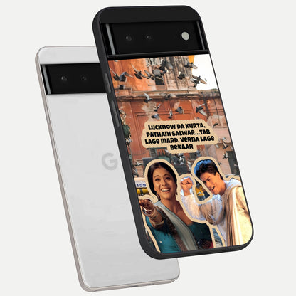  Desi Retro Vibes phone case For Google Pixel 6 showing premium glass back cover with detailed artwork
