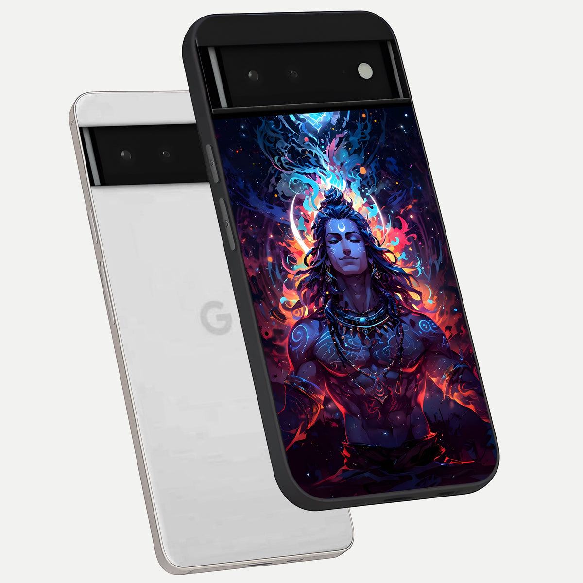  Divine Fire Shiv phone case For Google Pixel 6 showing premium glass back cover with detailed artwork