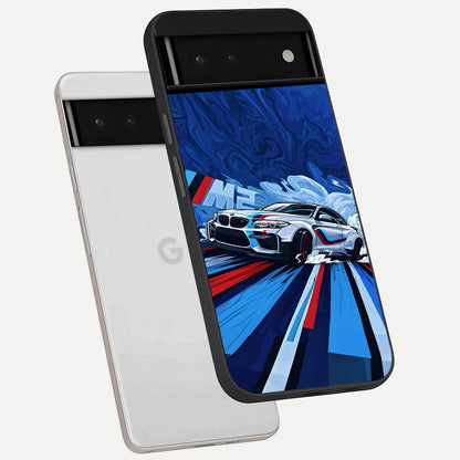  Drift Power Rush phone case For Google Pixel 6 showing premium glass back cover with detailed artwork