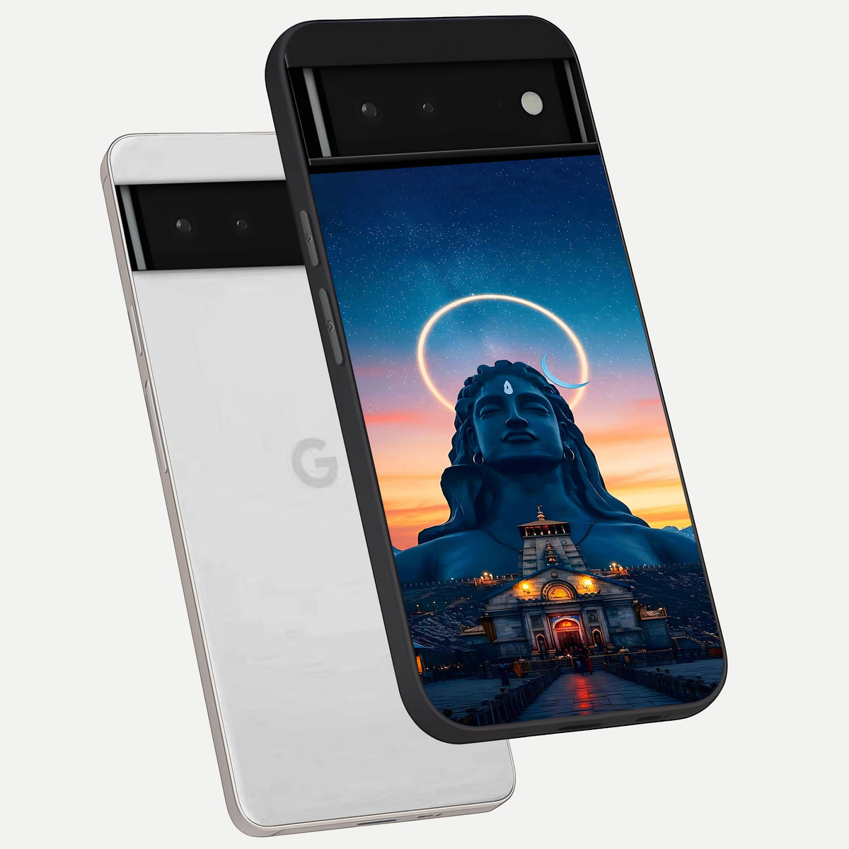  Eternal Shiva Aura phone case For Google Pixel 6 showing premium glass back cover with detailed artwork