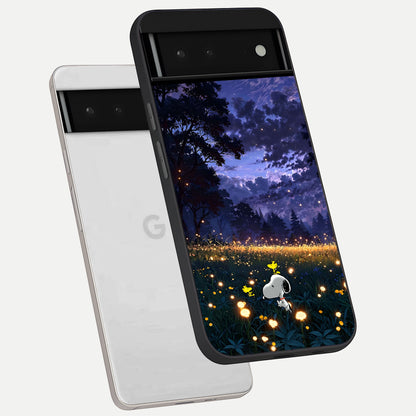  Firefly Meadow Magic phone case For Google Pixel 6 showing premium glass back cover with detailed artwork