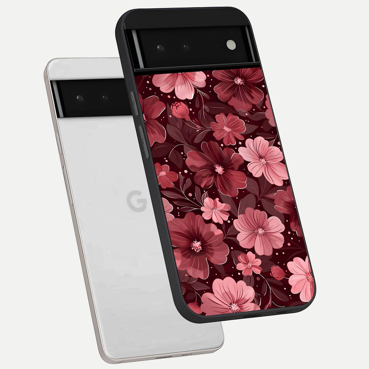  Flower Blush Bloom phone case For Google Pixel 6 showing premium glass back cover with detailed artwork