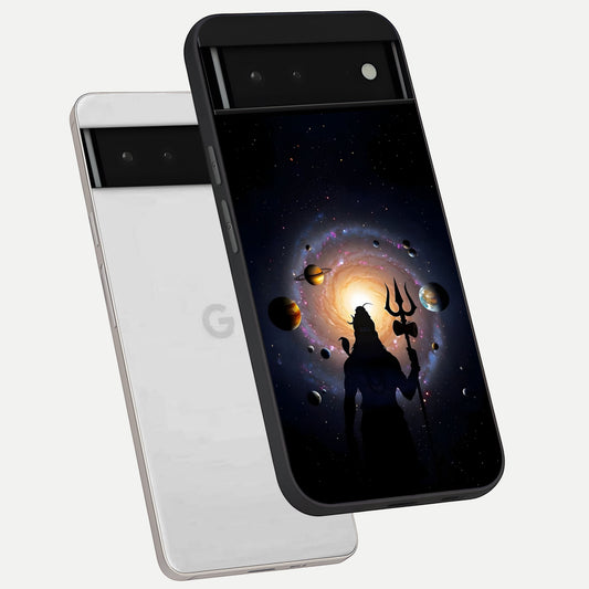  Galactic Shiva Vision phone case For Google Pixel 6 showing premium glass back cover with detailed artwork