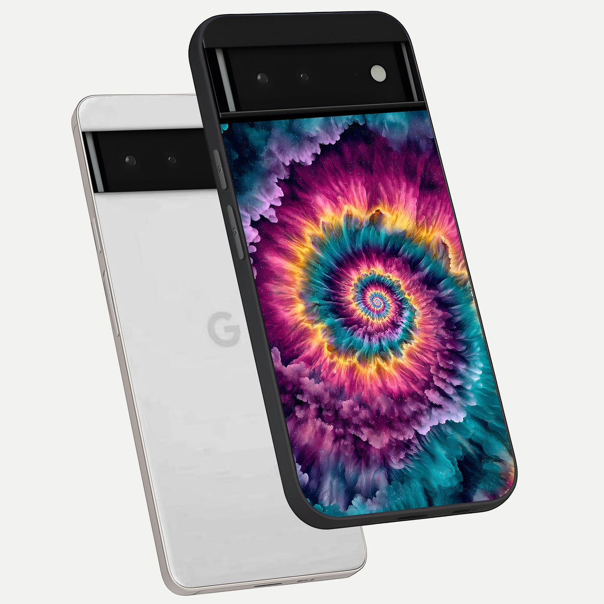  Galactic Spiral Burst phone case For Google Pixel 6 showing premium glass back cover with detailed artwork