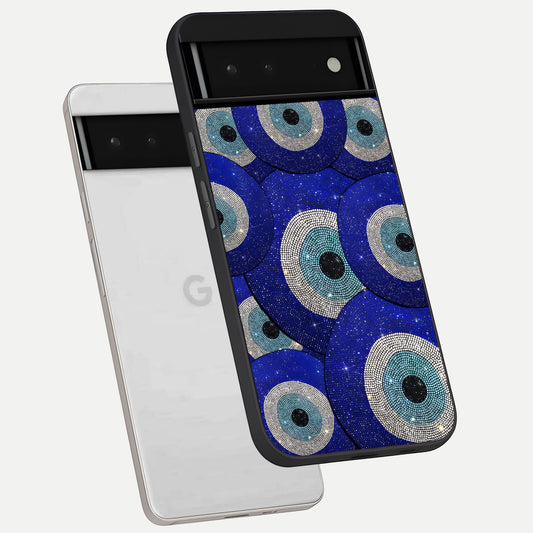  Galaxy Eye Flow phone case For Google Pixel 6 showing premium glass back cover with detailed artwork