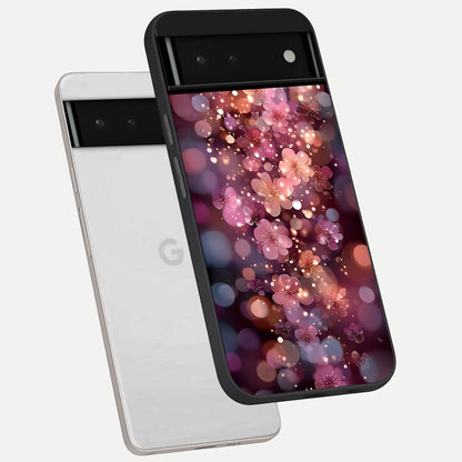  Glowing Petal Bliss phone case For Google Pixel 6 showing premium glass back cover with detailed artwork