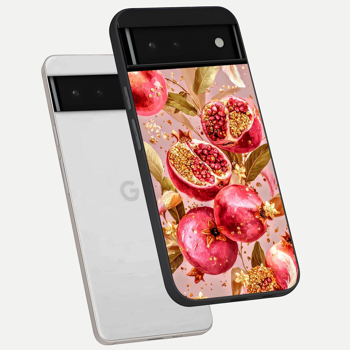  Golden Bloom Glow phone case For Google Pixel 6 showing premium glass back cover with detailed artwork
