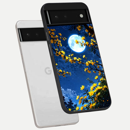  Golden Night Glow phone case For Google Pixel 6 showing premium glass back cover with detailed artwork