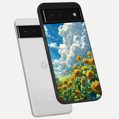  Golden Sun Glory phone case For Google Pixel 6 showing premium glass back cover with detailed artwork