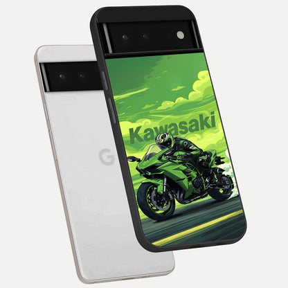  Greenery Sky phone case For Google Pixel 6 showing premium glass back cover with detailed artwork