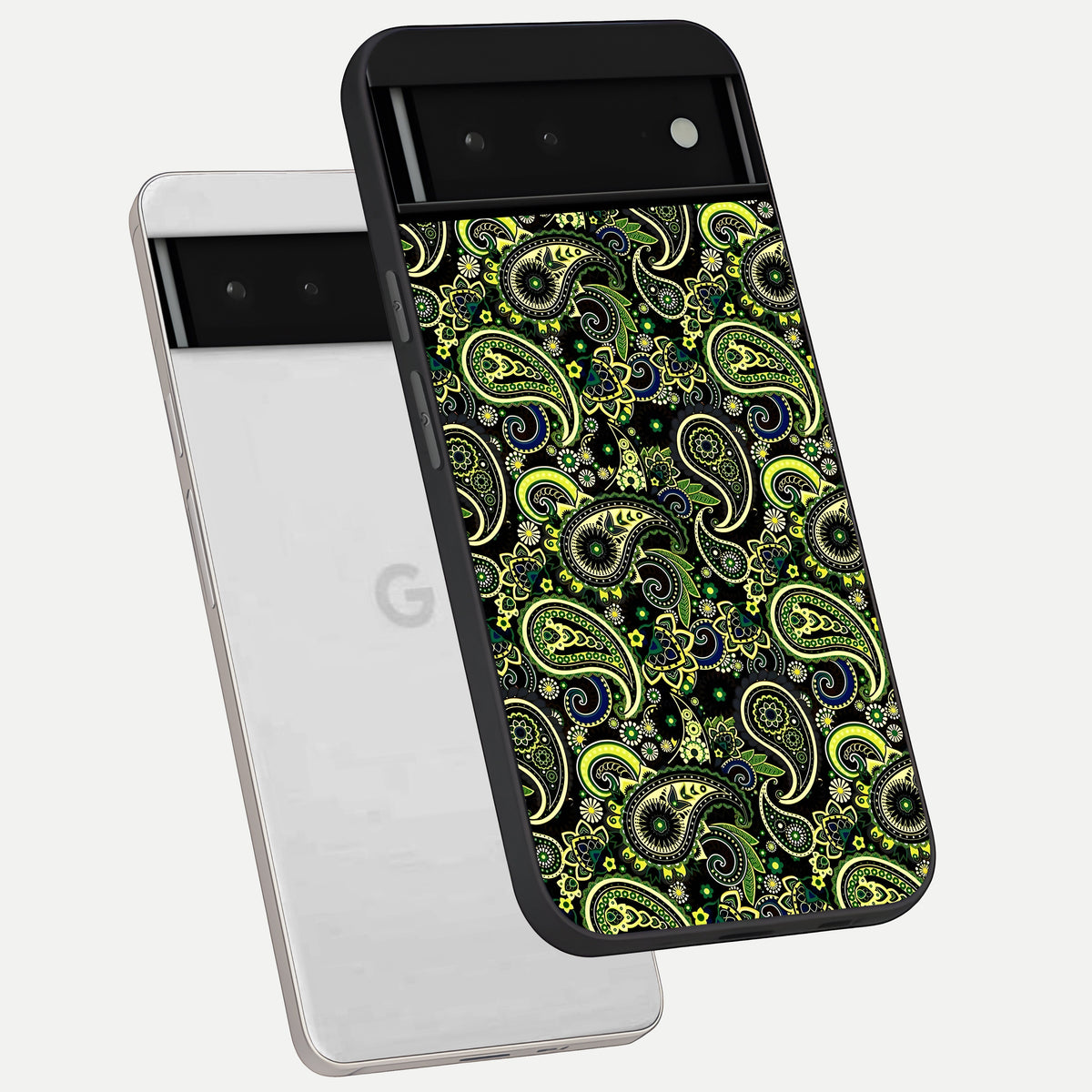  Green Lemon phone case For Google Pixel 6 showing premium glass back cover with detailed artwork