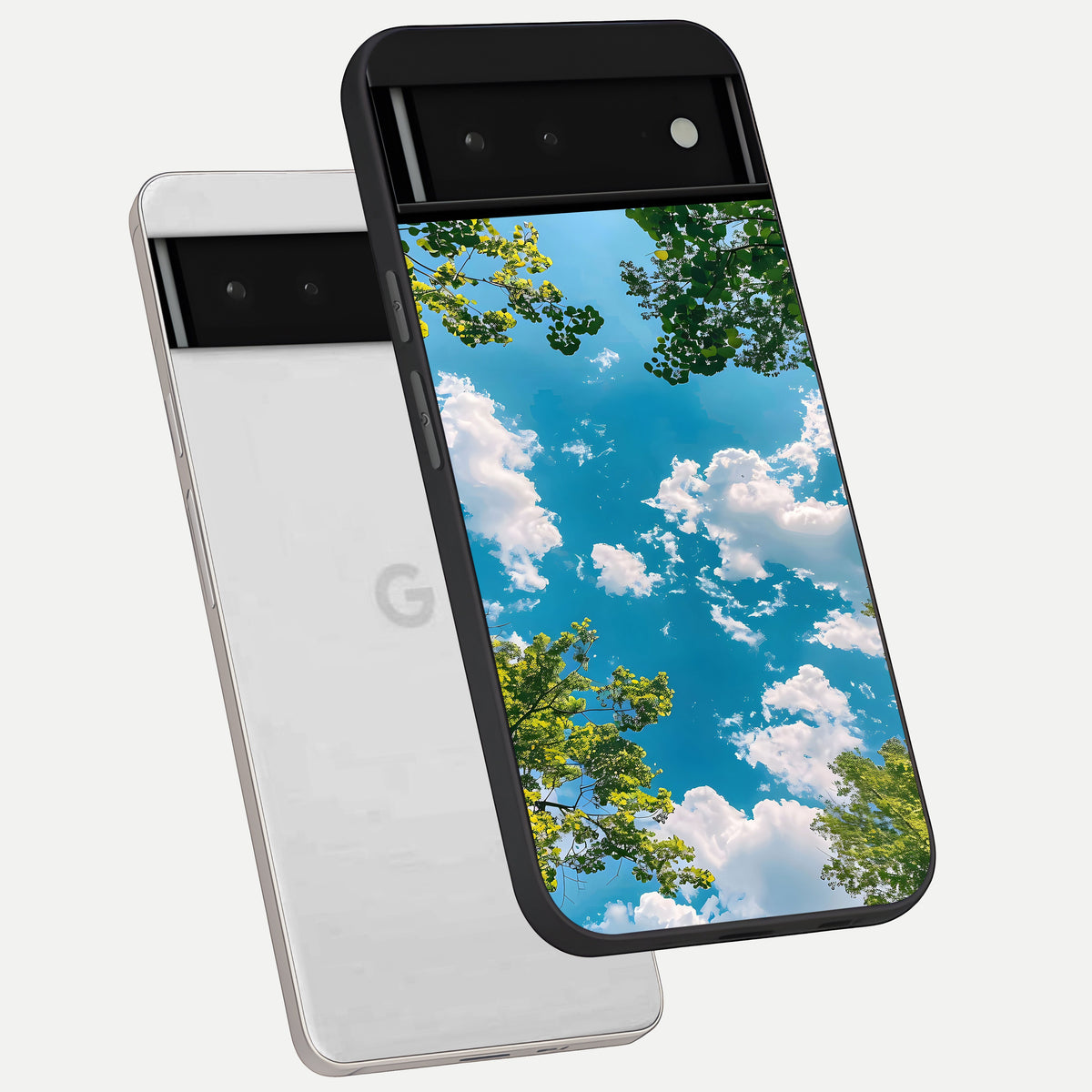  Green Moon Energy phone case For Google Pixel 6 showing premium glass back cover with detailed artwork