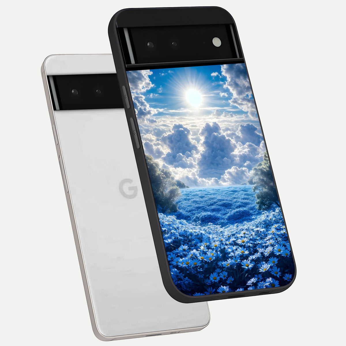  Heavenly Daisy Horizon phone case For Google Pixel 6 showing premium glass back cover with detailed artwork