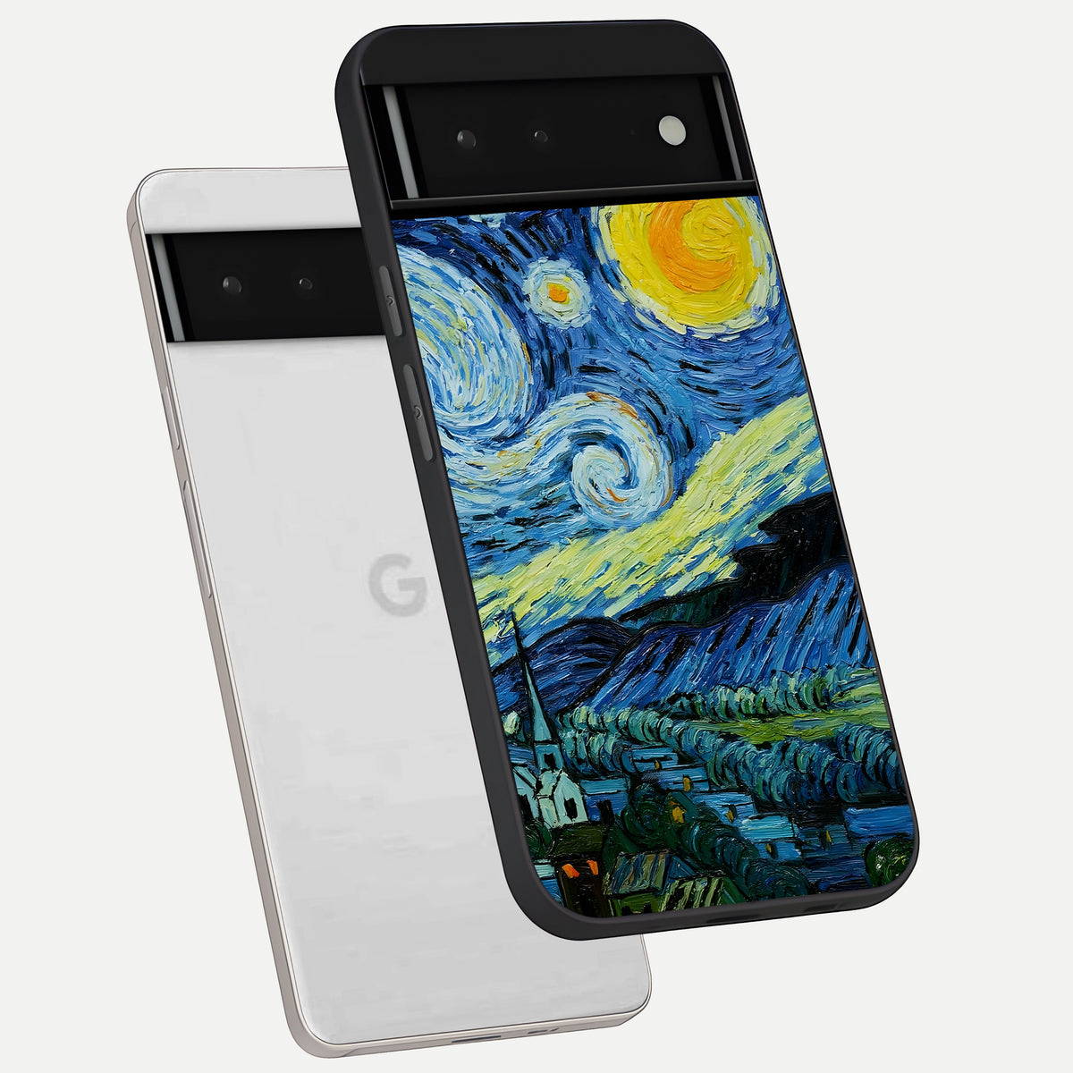  Inspired Van Gogh Art phone case For Google Pixel 6 showing premium glass back cover with detailed artwork