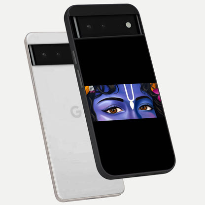  Krishna Eye phone case For Google Pixel 6 showing premium glass back cover with detailed artwork