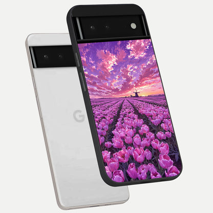  Lavender Dream Skies phone case For Google Pixel 6 showing premium glass back cover with detailed artwork