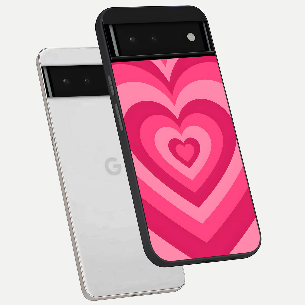  Layered Love Hearts phone case For Google Pixel 6 showing premium glass back cover with detailed artwork