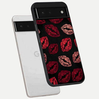  Midnight Kiss Love phone case For Google Pixel 6 showing premium glass back cover with detailed artwork
